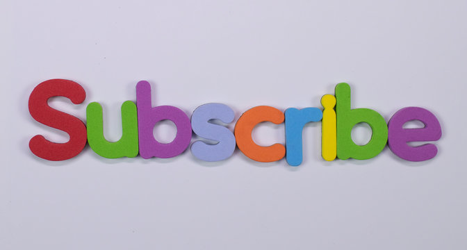 Word Subscribe written with color sponge