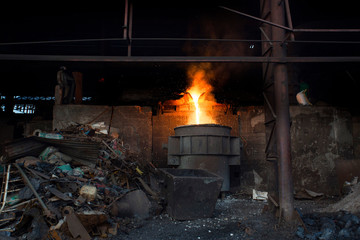 Blast furnace in the melt steel works in Demra, Dhaka, Bangladesh.