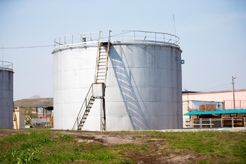Industrial tanks for fuel storage.
