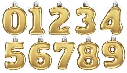 Gold Numbers Christmas Baubles