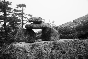 Mountaintop rock cairn in Acadia National Park, Maine