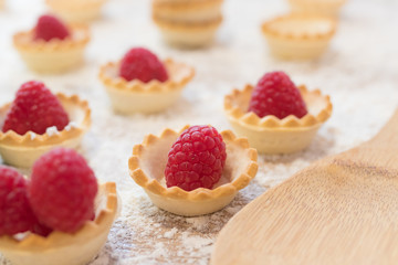 cakes or sweets of natural raspberries