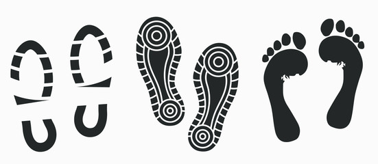 Footprint set isolated on white background. Vector illustration