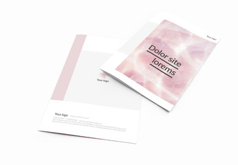 Bifold Brochure Layout with Pink Accents