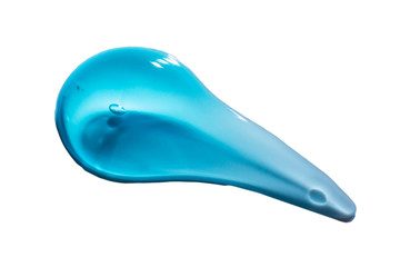 Cosmetic Cream Gel Texture Isolated On White Background. Close Up Of Green Transparent Drop Of Skin Care Product. High Quality