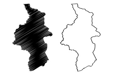 Cuvette-Ouest Department (Departments of the Republic of the Congo, Congo-Brazzaville, Congo Republic,RotC) map vector illustration, scribble sketch Cuvette Ouest (Western Cuvette) map
