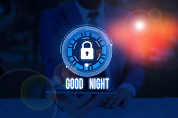 Conceptual hand writing showing Good Night. Concept meaning expressing good wishes on parting at night or before going to bed