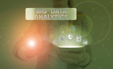 Word writing text Big Data Analytics. Business photo showcasing The process of examining large and varied data sets