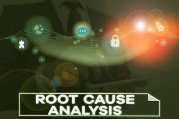 Conceptual hand writing showing Root Cause Analysis. Concept meaning Method of Problem Solving Identify Fault or Problem
