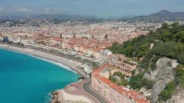 Aerial view. Nice, France, promenade des Anglais, Cote d azur.