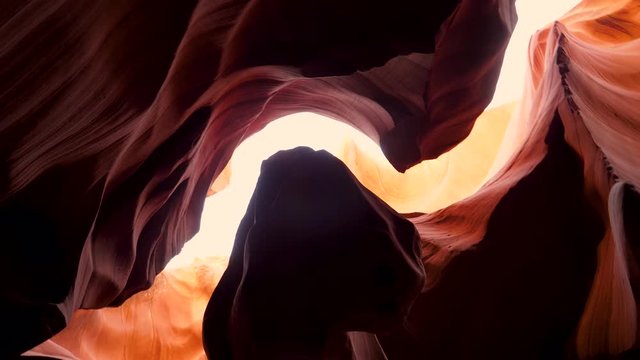 Antelope Canyon With Wavy And Smooth Stone Walls Of Orange Color Turn In Place