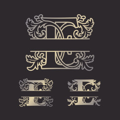 Alphabet Split Monograms, Split Letter Monogram, Alphabet Frame Font. Laser cut template. Initial monogram letters.