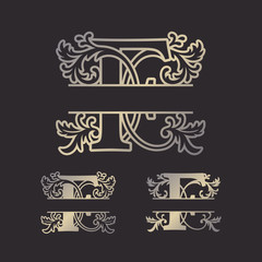Alphabet Split Monograms, Split Letter Monogram, Alphabet Frame Font. Laser cut template. Initial monogram letters.