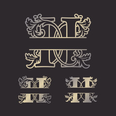 Alphabet Split Monograms, Split Letter Monogram, Alphabet Frame Font. Laser cut template. Initial monogram letters.