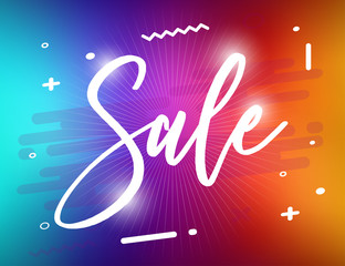 Big sale colorful banner. Special offer vector template. Winter shopping shiny glowing style. Happy emotional splash.