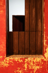 window in red wall , baracoa - cuba