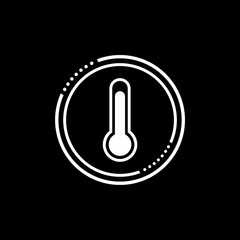 Thermometer button icon symbol isolated on black background