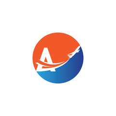 letter A Air travel logo design template-vector