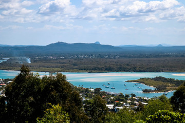 Fototapeta na wymiar View of Noosa Beach from the Noosa Heads viewing point