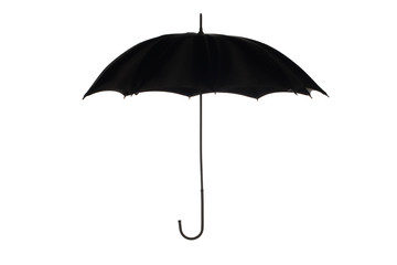 Silhouette of a black retro umbrella on a white background