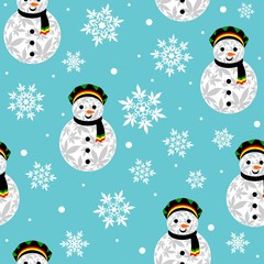 Rasta snowman vector seamless pattern