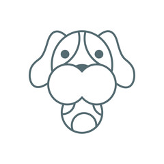 cute little dachshund head with ball dog line style icon