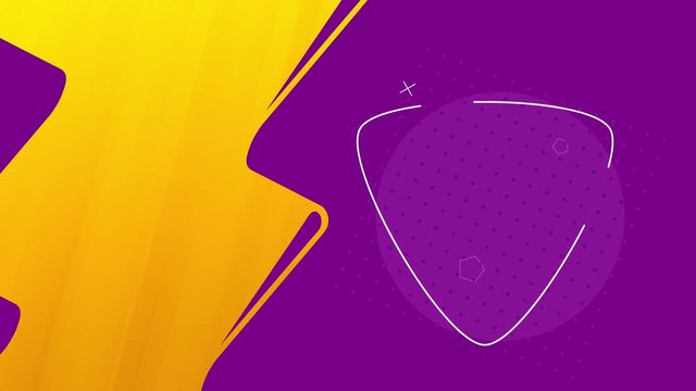 Violet and yellow background with abstract geometric figures, 4K, loop