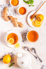 Green tea with lemon and honey.