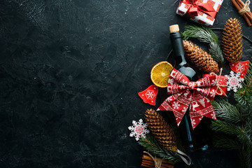 Christmas cooking banner. Top view. Christmas style.