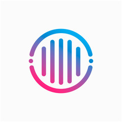 letter I with pulse concept. sound waves sign, bass, DJ. Suitable for Creative Industry, Multimedia, entertainment, technology, digital, Industry Music, Studio, Shop, and any related business - vector