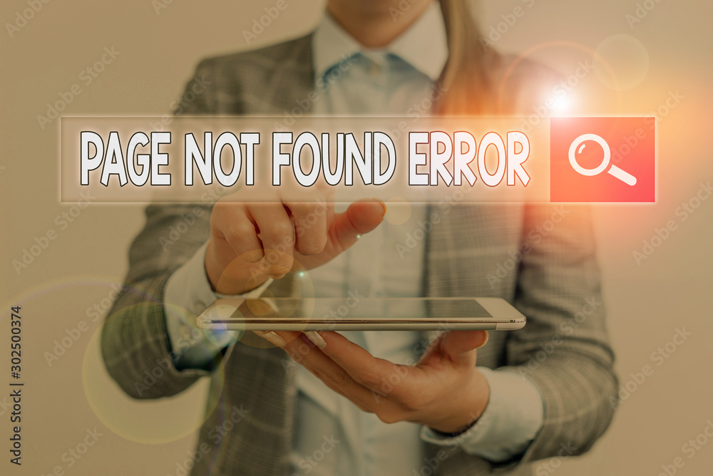Poster handwriting text page not found error. conceptual photo message appears when search for website does