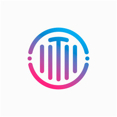 letter T with pulse concept. sound waves sign, bass, DJ. Suitable for Creative Industry, Multimedia, entertainment, technology, digital, Industry Music, Studio, Shop, and any related business - vector