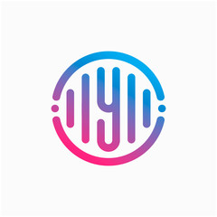letter Y with pulse concept. sound waves sign, bass, DJ. Suitable for Creative Industry, Multimedia, entertainment, technology, digital, Industry Music, Studio, Shop, and any related business - vector