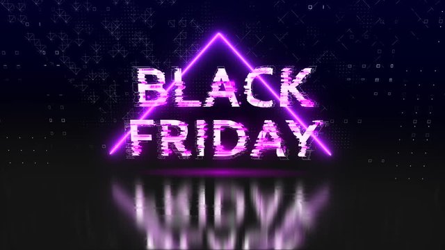 Black friday sale sign animated. Neon retro style symbol of shop sales. 4k video