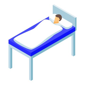 Man hospital bed icon. Isometric of man hospital bed vector icon for web design isolated on white background