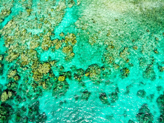Fototapeta na wymiar Low aerial directly downward facing shot of Norman reef, GBR, Australia