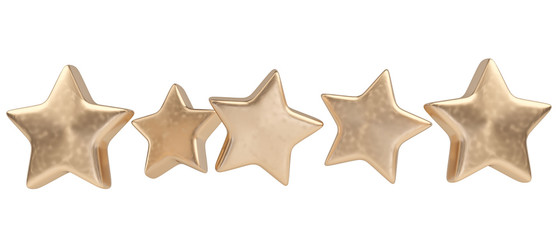 five stars isolated on white 3d-illustration