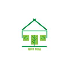 Green eco house vector logo, isolated illustration. Ecology concept
