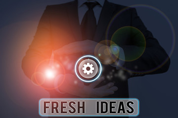 Text sign showing Fresh Ideas. Business photo showcasing the thought or suggestion as to possible course of action