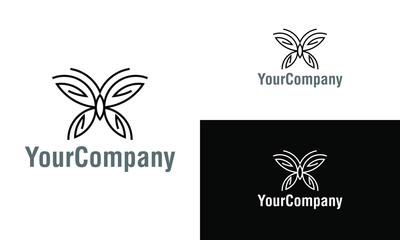 Fototapeta na wymiar Linear butterfly logo template design. Creative vector emblem, for icon or design concept. Linear butterfly logo template design.