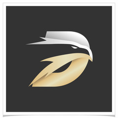 Letter D Gold Silver Eagle Head Logo