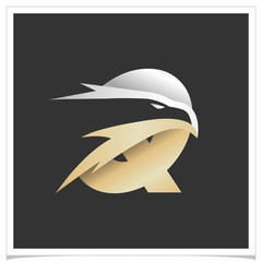 Letter Q Gold Silver Eagle Head Logo