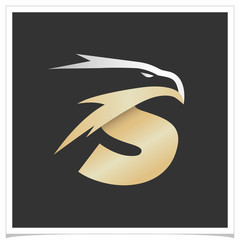 Letter S Gold Silver Eagle Head Logo