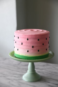 Watermelon theme cake on cakestand