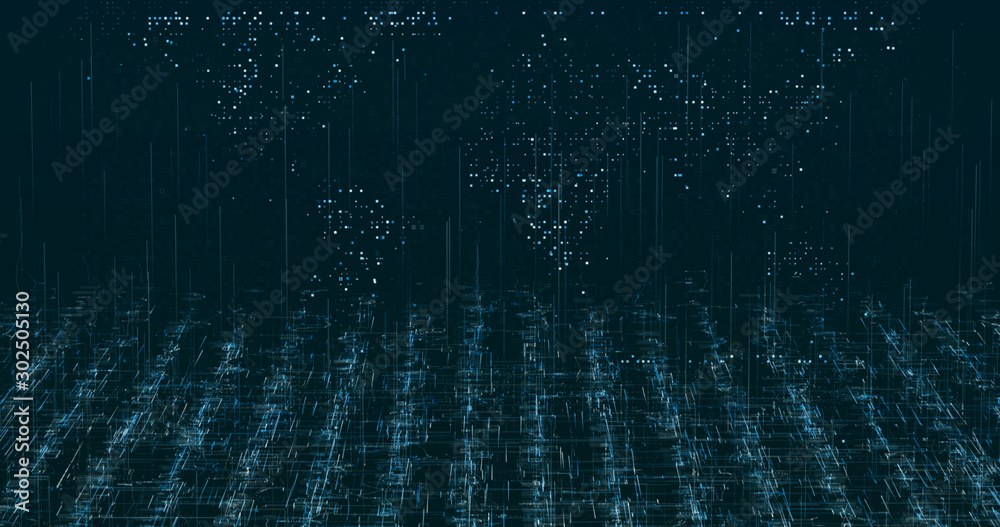 Wall mural abstract digital network data background, 3d rendering