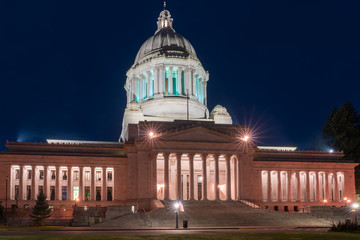 Night Time Front of Capitol Building, Olympia Washington