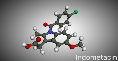 Indometacin molecule, is a nonsteroidal anti-inflammatory NSAID drug