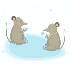 Vector rats with snowballs