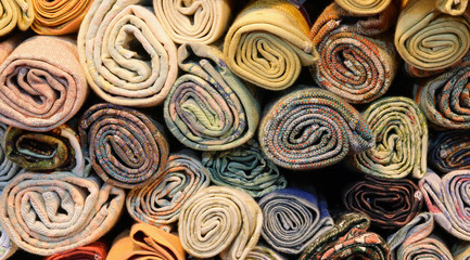 rolls of fabrics