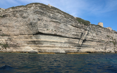 wide Cliffed Coast from the Mediterranean Sea near Bonifacio Tow